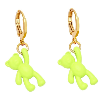 Bear Earrings Female European And American Personality Retro Candy Color Copper Earrings