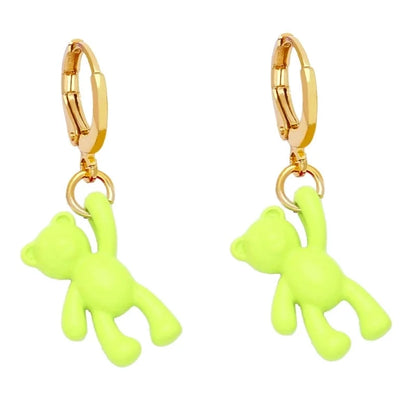 Bear Earrings Female European And American Personality Retro Candy Color Copper Earrings