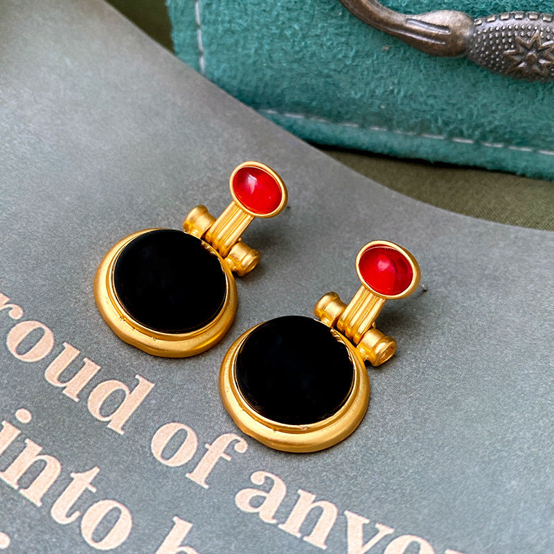 2 Pieces Mid-century Modern Round Geometric Copper Electroplating Earrings