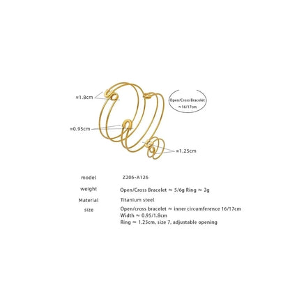 Casual Modern Style Classic Style Solid Color Titanium Steel 18K Gold Plated Plating Rings Bracelets