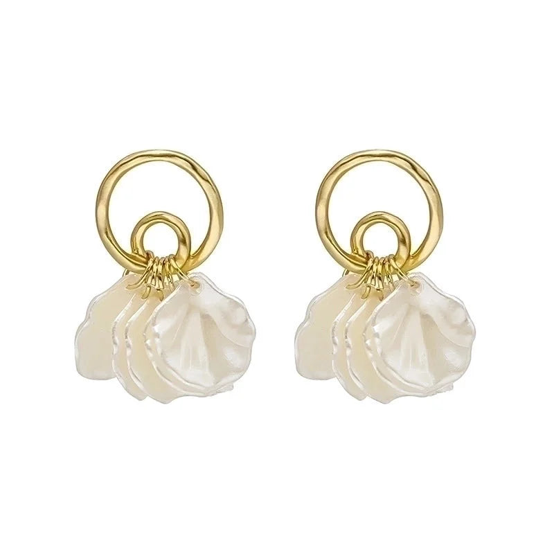 1 Pair Fashion Flower Alloy Plating Artificial Pearls Women\'s Drop Earrings