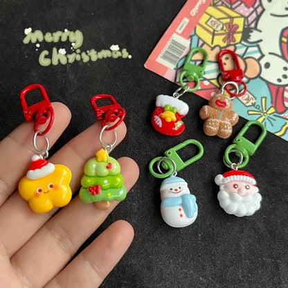 Cute Santa Claus Resin Christmas Women's Keychain
