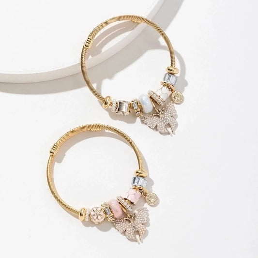 Elegant Lady Butterfly 304 Stainless Steel Alloy Bangle In Bulk