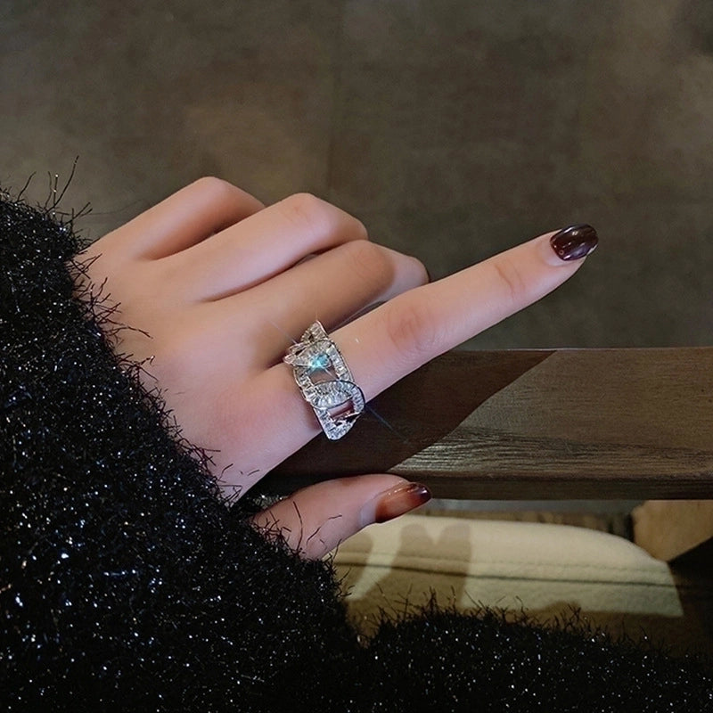 Fashion Heart Shape Butterfly Copper Plating Zircon Open Ring