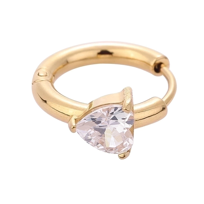 1 Piece Modern Style Minimalist Classic Style Solid Color Inlay 316L Stainless Steel Zircon 14K Gold Plated Hoop Earrings