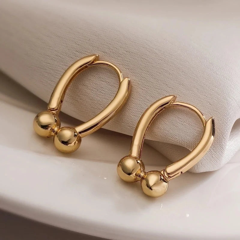 1 Pair Minimalist Commute Geometric Copper 18K Gold Plated Earrings