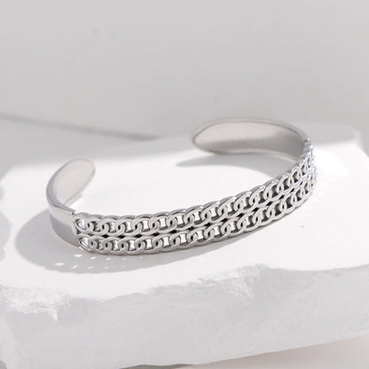 2 Pieces Expressive Stripe Stainless Steel Electroplating Bangles