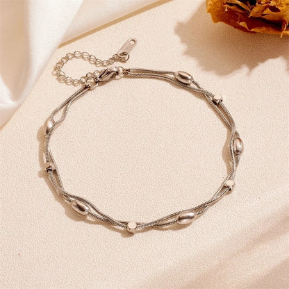 Elegant Minimalist Solid Color Titanium Steel 18K Gold Plated Bracelets Anklet Necklace