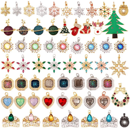 1 Piece Copper Geometric Heart Shape Snowflake Pendant Jewelry Accessories