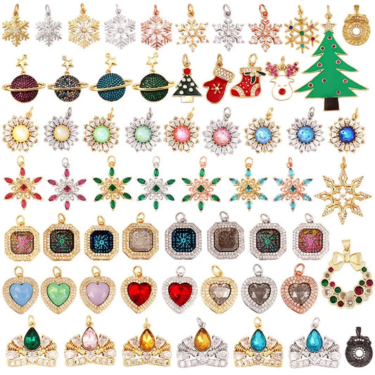 1 Piece Copper Geometric Heart Shape Snowflake Pendant Jewelry Accessories