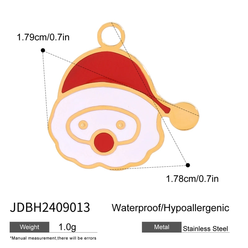 3 PCS/Package 304 Stainless Steel 18K Gold Plated Santa Claus Christmas Socks Snowman Pendant Jewelry Accessories