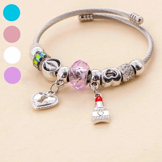 Casual Lady Lipstick Heart Shape Stainless Steel Bangle In Bulk