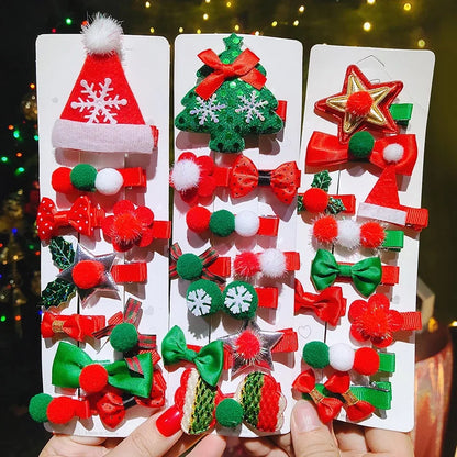 Christmas Christmas Bow Knot Cloth Metal Party Hairpin
