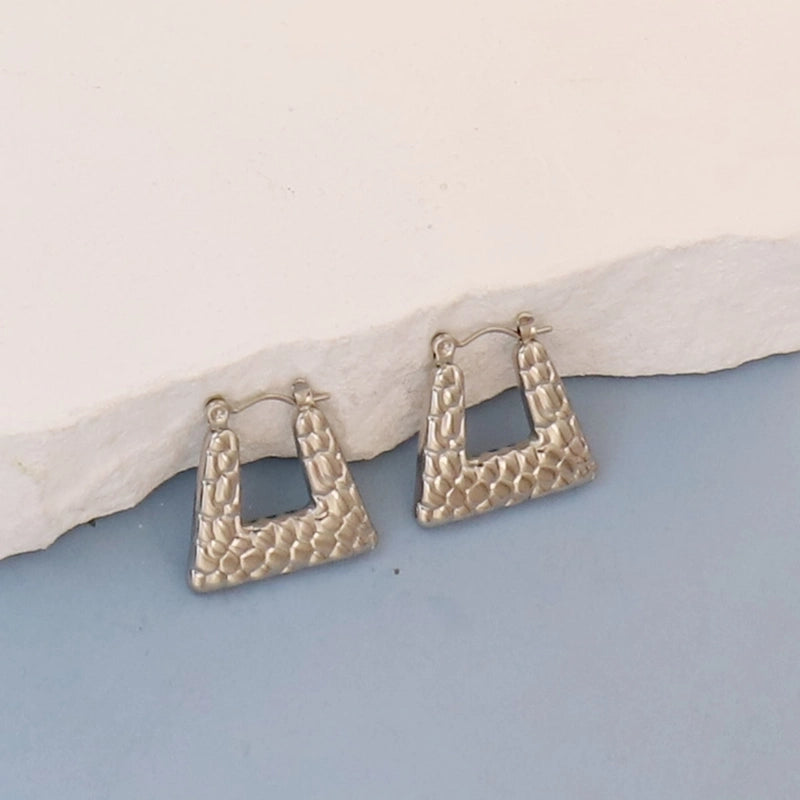 1 Pair Minimalist Round Square Heart Shape 304 Stainless Steel Earrings