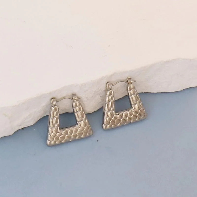 1 Pair Minimalist Round Square Heart Shape 304 Stainless Steel Earrings