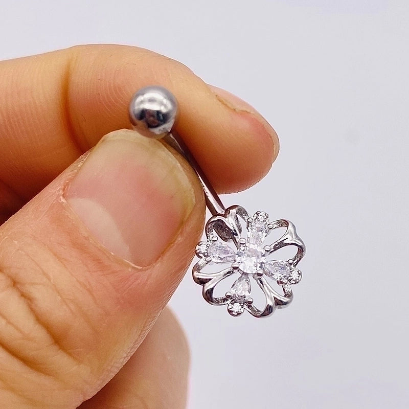 1 Piece Fashion Star Heart Shape Butterfly Stainless Steel Inlay Zircon Belly Ring