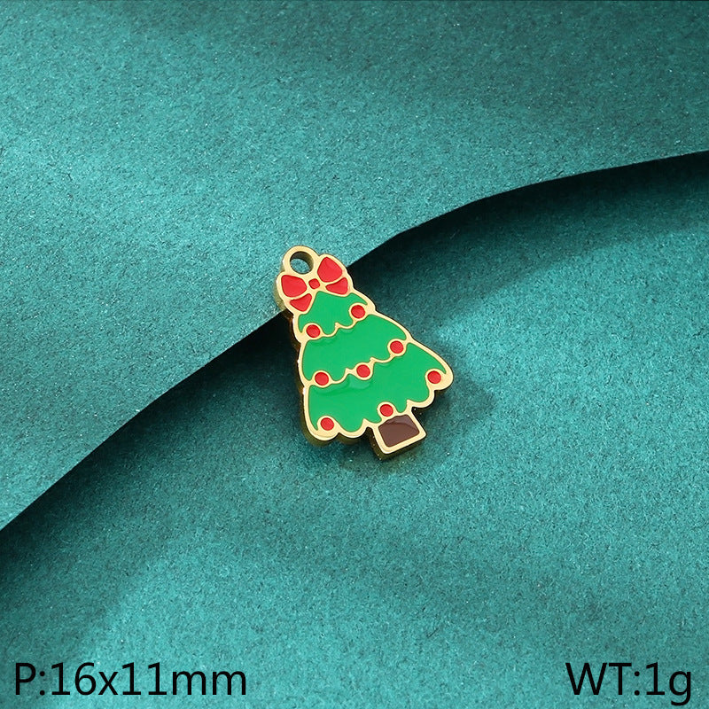 Diy Christmas Elements Oil Drop Stainless Steel Accessories Pendant Christmas Tree Santa Claus Snowman Reindeer