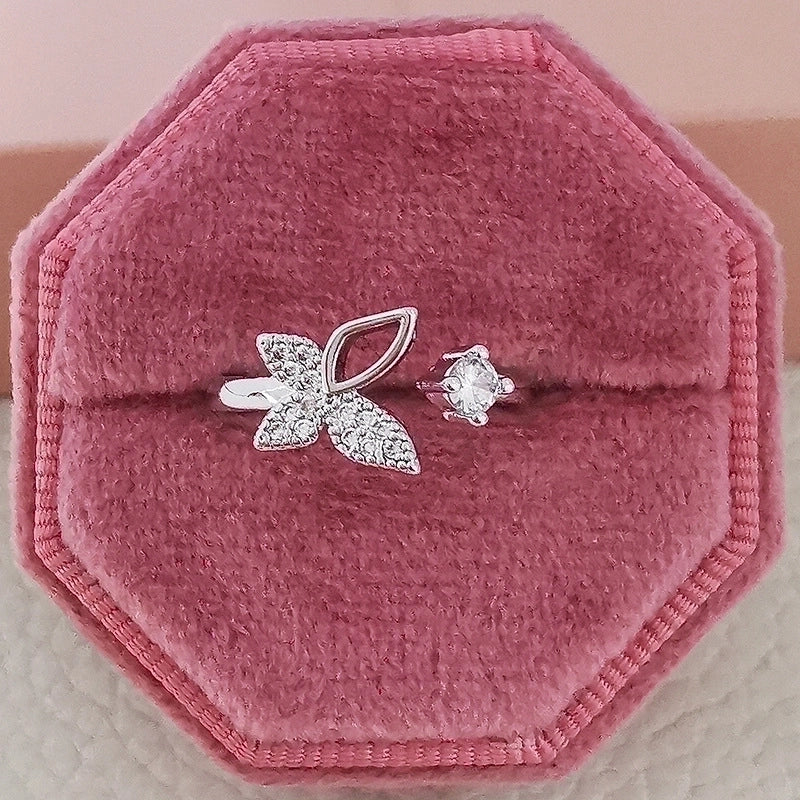 1 Piece Fashion Butterfly Copper Inlay Zircon Open Ring