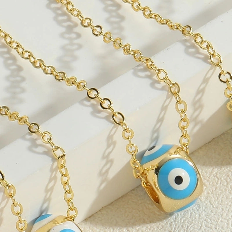 Copper Enamel Devil\'s Eye Pendant Necklace