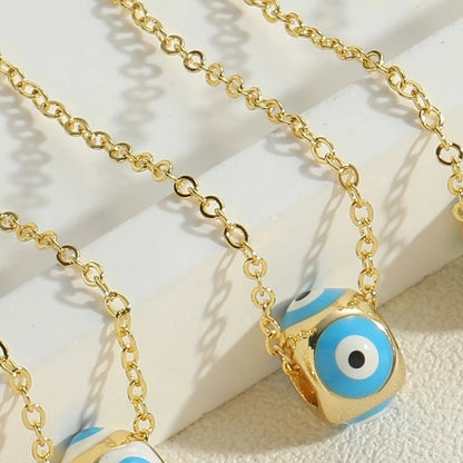 Copper Enamel Devil\'s Eye Pendant Necklace