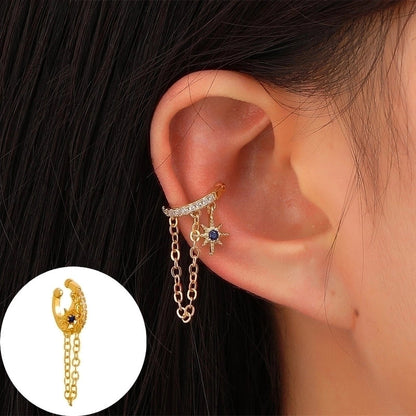 1 Piece Minimalist Commute Geometric Inlay Copper Zircon Ear Cuffs