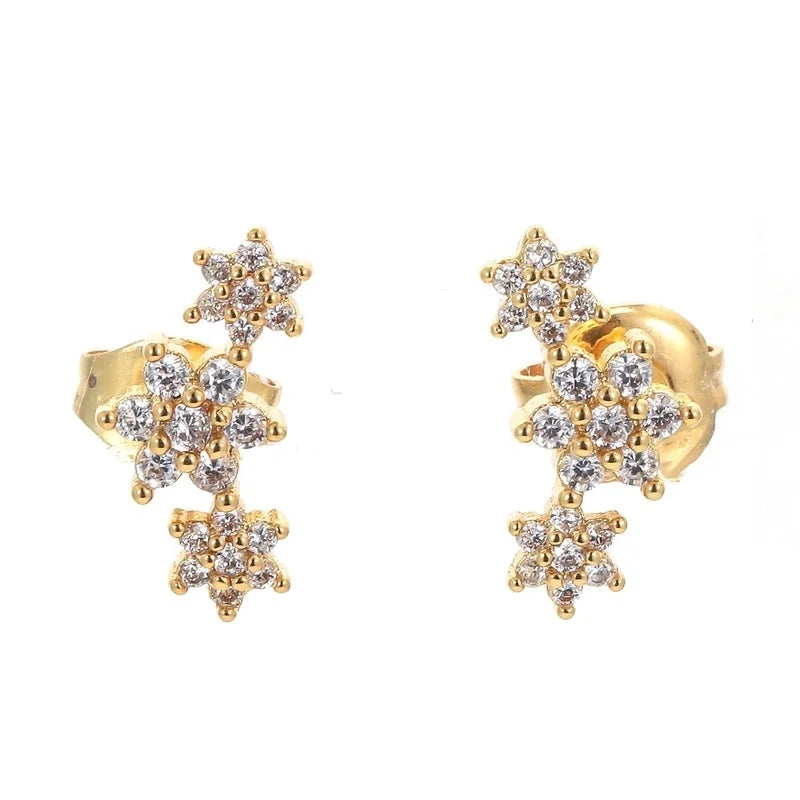 Geometric Plating Metal Zircon Copper Earrings