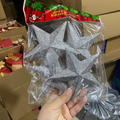 Christmas Stars Christmas Christmas Tree Decorations 23cm Golden Christmas Tree Pendant Five-pointed Star With Gold Powder