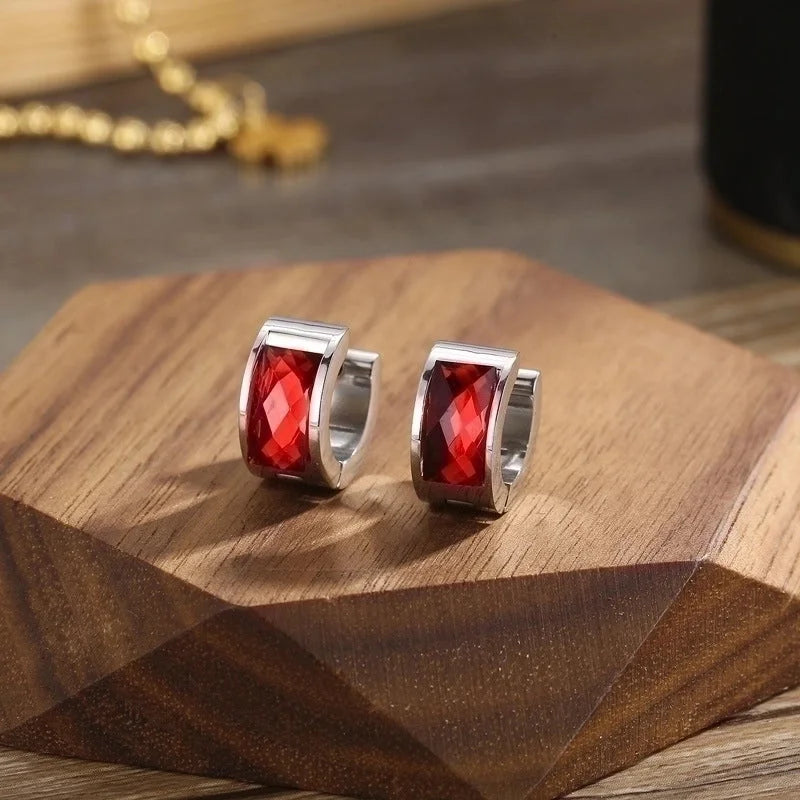 1 Pair Minimalist U Shape Plating Inlay Titanium Steel Glass 18K Gold Plated Earrings