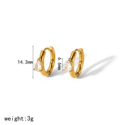 1 Pair Minimalist Classic Style Geometric Polishing Plating 304 Stainless Steel Zircon 18K Gold Plated Earrings