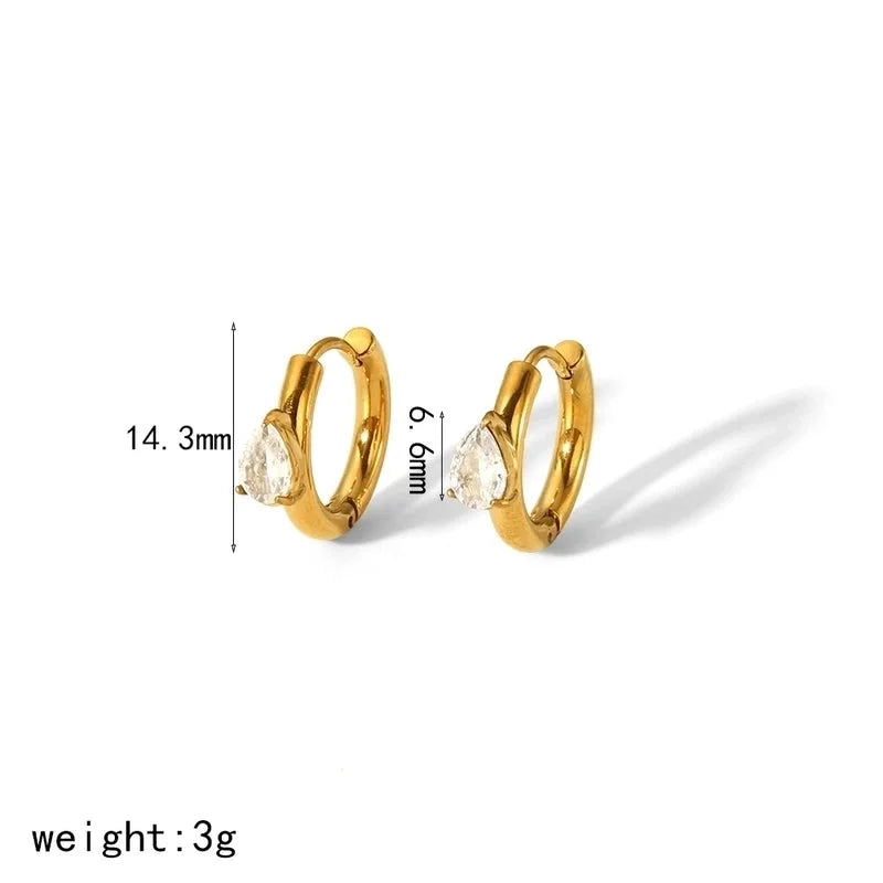 1 Pair Minimalist Classic Style Geometric Polishing Plating 304 Stainless Steel Zircon 18K Gold Plated Earrings