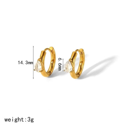 1 Pair Minimalist Classic Style Geometric Polishing Plating 304 Stainless Steel Zircon 18K Gold Plated Earrings