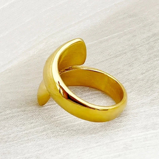 304 Stainless Steel 14K Gold Plated Minimalist Plating Solid Color Open Rings