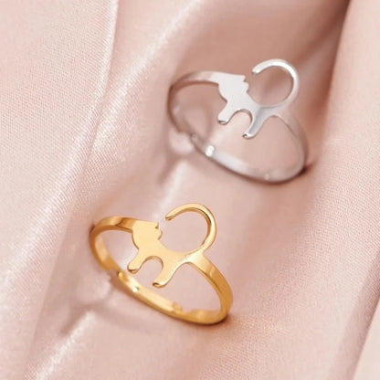 Funny Sweet Pastoral Animal 201 Stainless Steel 18K Gold Plated Polishing Adjustable Ring