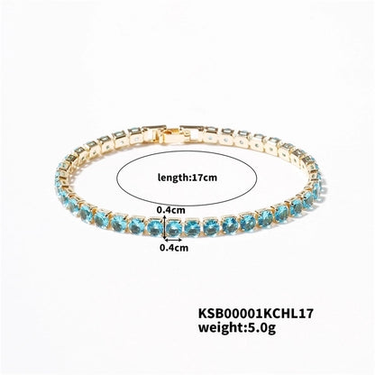 Copper Minimalist Shiny Inlay Geometric Zircon Bracelets Tennis Bracelet