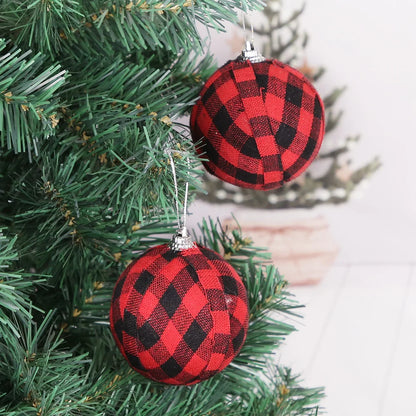 Christmas Decoration 7cm Black And White Plaid Christmas Ball Hanging Set Christmas Tree Decoration Balls Christmas Ornaments