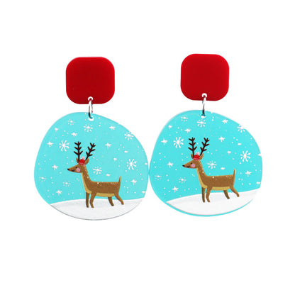Christmas Earrings Christmas Old Man Bell Snowman Earrings Studs