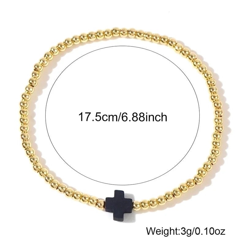 Arylic Copper Beaded Cross Bracelets