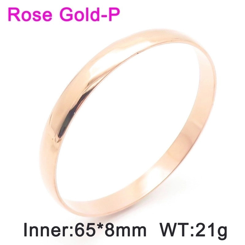 Minimalist Round Stainless Steel 18K Gold Plated Bangle In Bulk