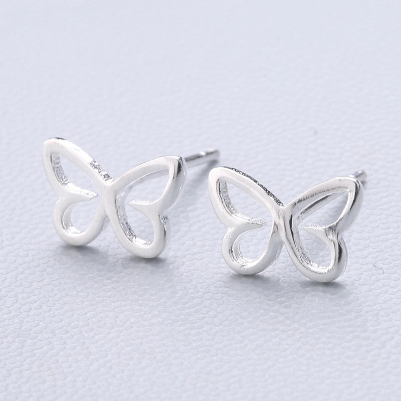 1 Pair Fashion Star Heart Shape Fish Tail Sterling Silver Plating Ear Studs