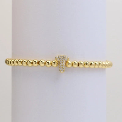 Xi Yin Hot Sale Brass Micro-Inlaid Bubble Balloon Diy26 English Letters Copper Bead Beaded Elastic Wire Bracelet