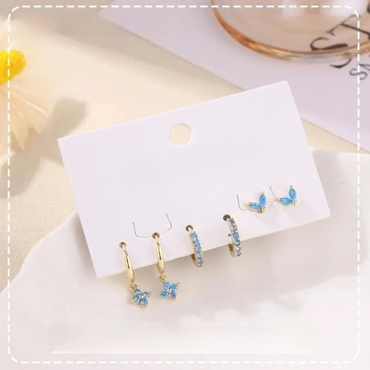 10 Pieces Classic Style Geometric Flower Plating Inlay Copper Birthstone Drop Earrings Earrings Ear Studs