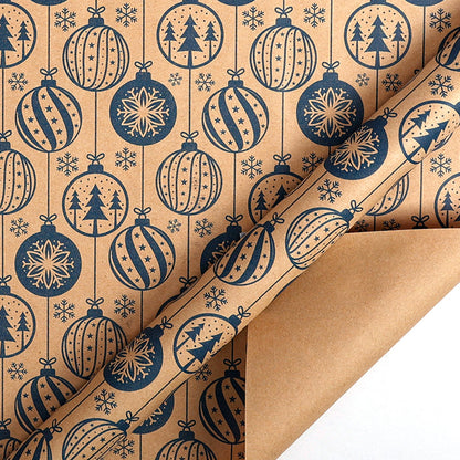 Large Size Gift Wrapping Paper Roll Brown Christmas Reindeer Head Elk Green Plaid Gift Box Recyclable Gift Paper