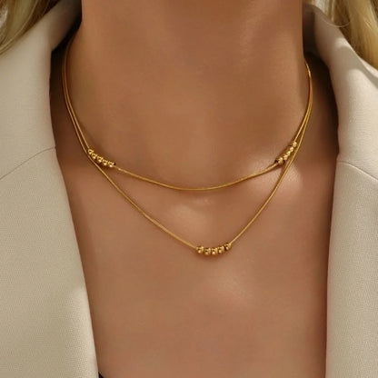 IG Style Minimalist Solid Color 304 Stainless Steel Titanium Steel 18K Gold Plated Plating Layered Necklaces