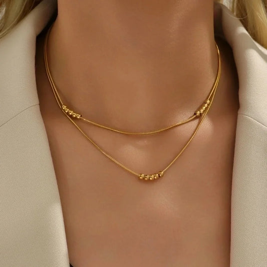 IG Style Minimalist Solid Color 304 Stainless Steel Titanium Steel 18K Gold Plated Plating Layered Necklaces