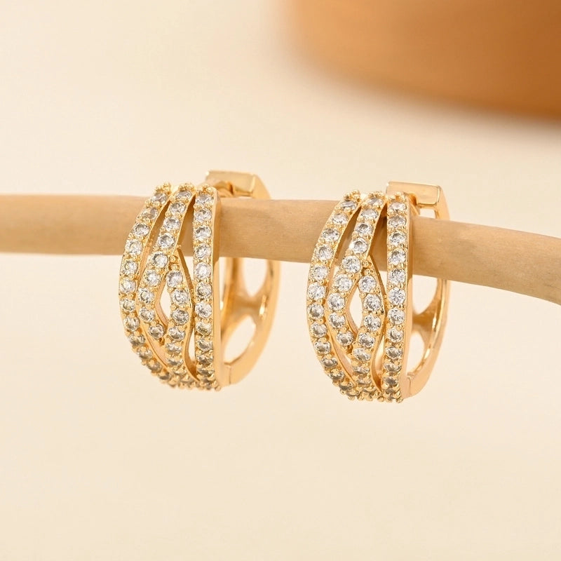 1 Pair Minimalist Solid Color Copper Zircon Earrings