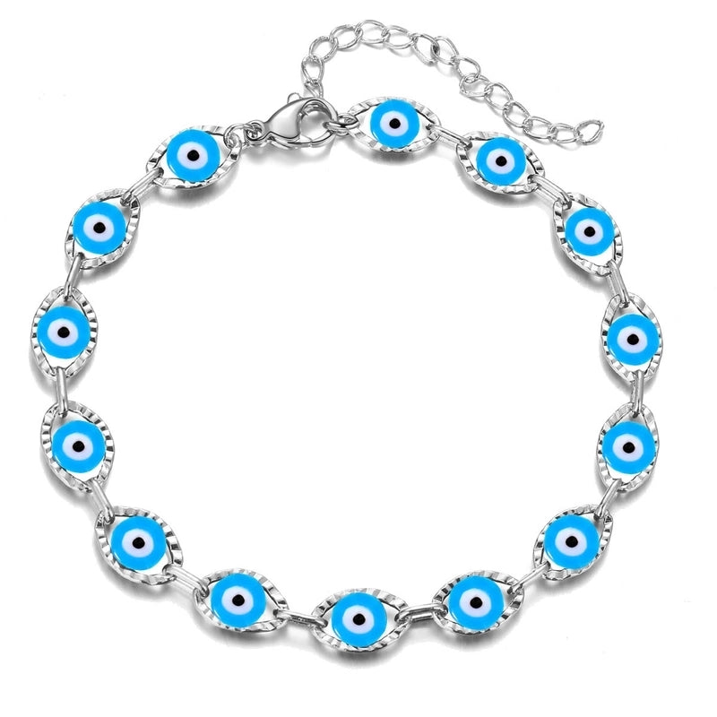 Retro Devil's Eye Copper Plating Unisex Bracelets Anklet Necklace