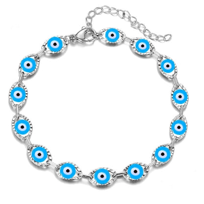 Retro Devil's Eye Copper Plating Unisex Bracelets Anklet Necklace