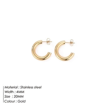 Fashion Geometric Plating 304 Stainless Steel Hoop Earrings