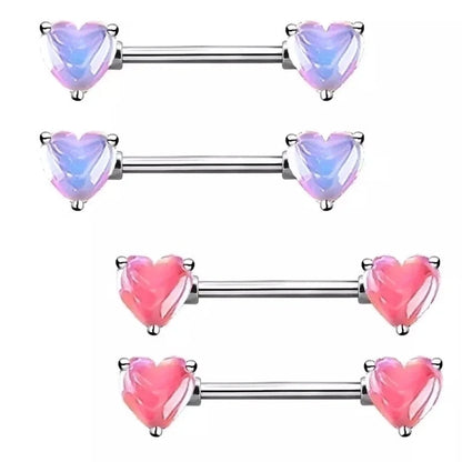 1 Piece Nipple Rings & Studs Sexy Heart Shape 316L Stainless Steel Alloy Plating Inlay Acrylic White Gold Plated Nipple Rings & Studs