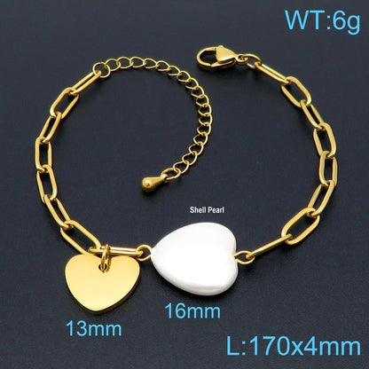 Minimalist Heart Shape Stainless Steel 18K Gold Plated Bracelets In Bulk